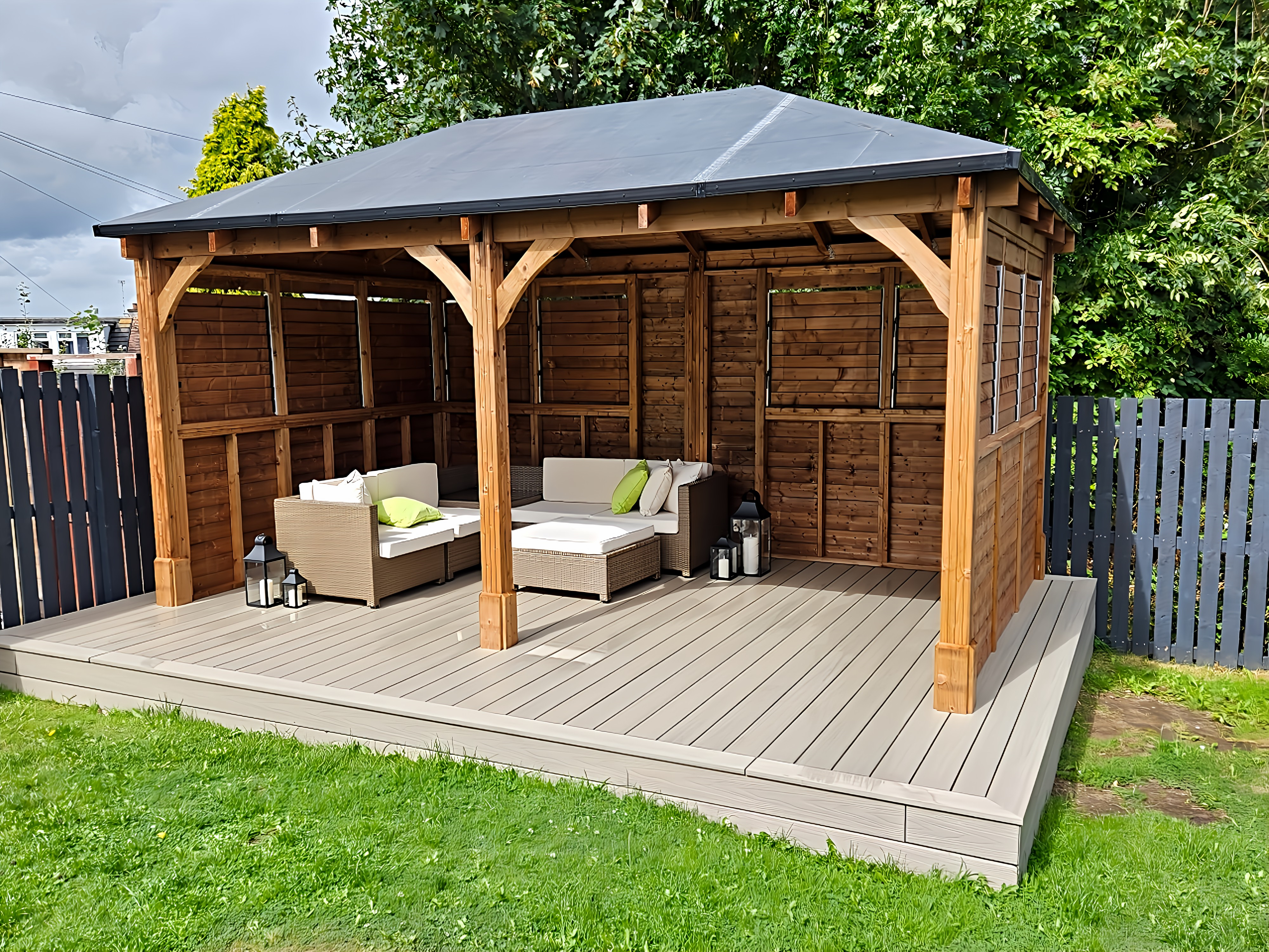 Low maintenance composite outdoor dining space
