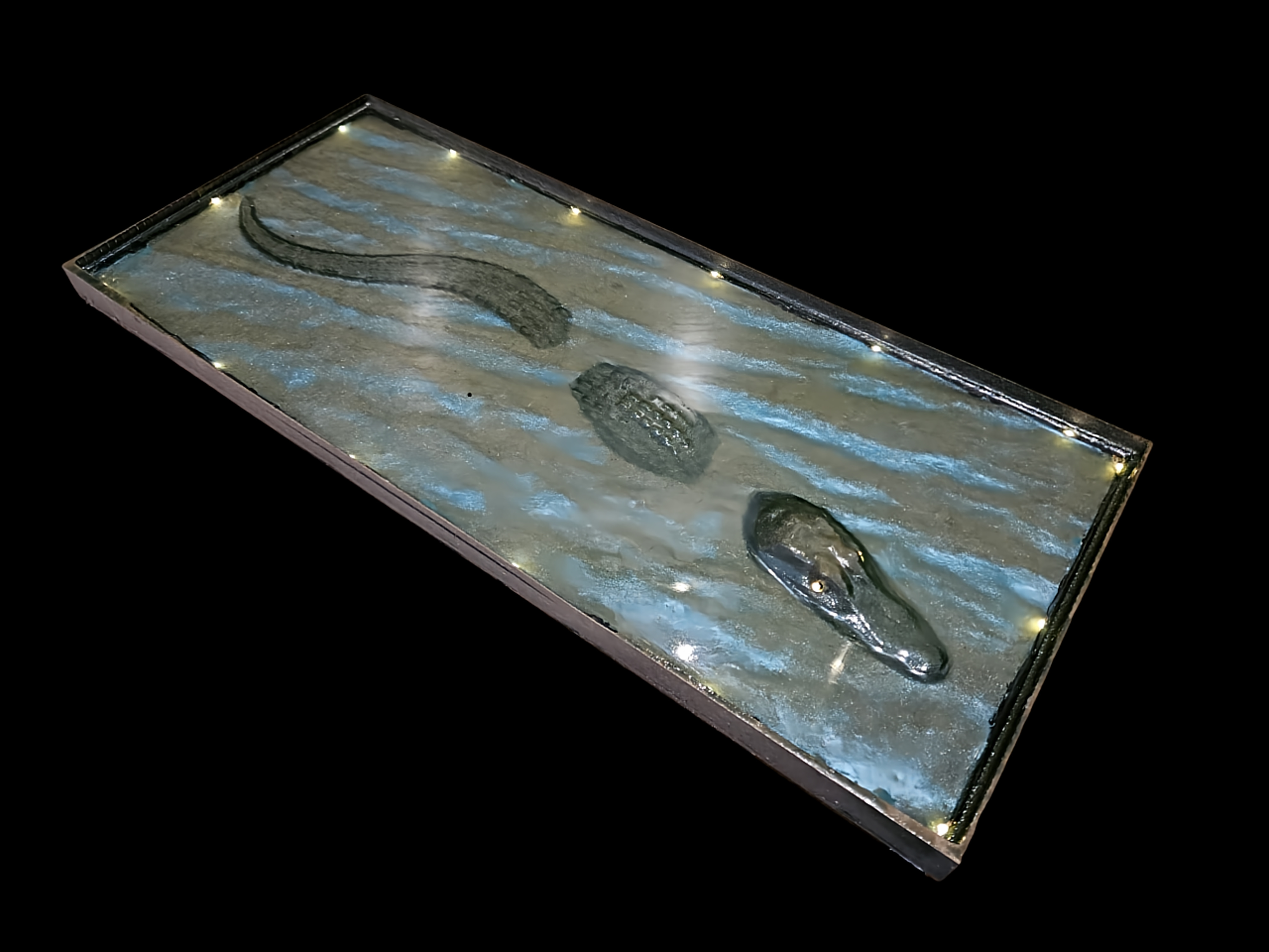 3D Croc Animal Wood Relief