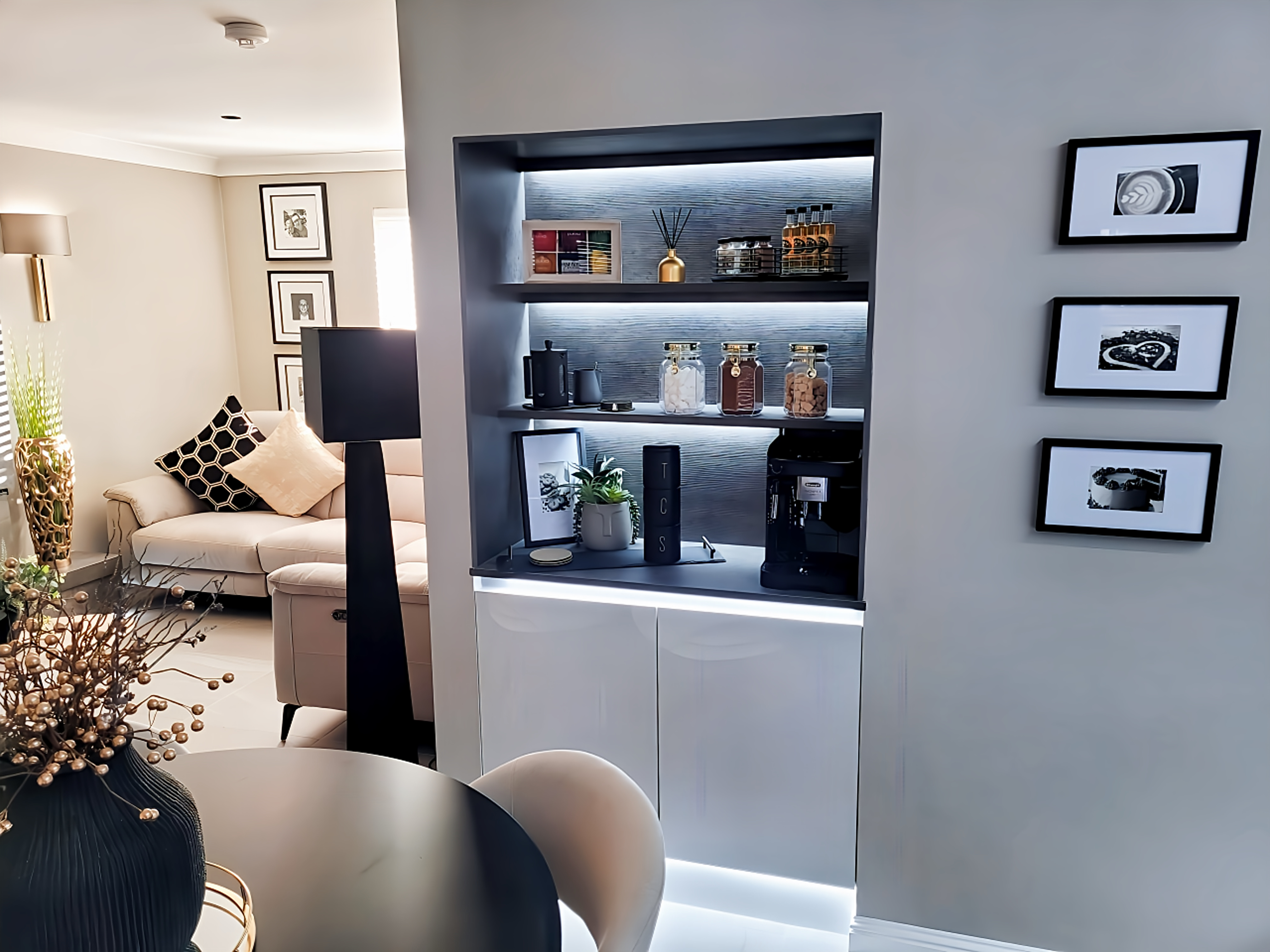 Luxury contemporary kitchen installation featuring high end styling