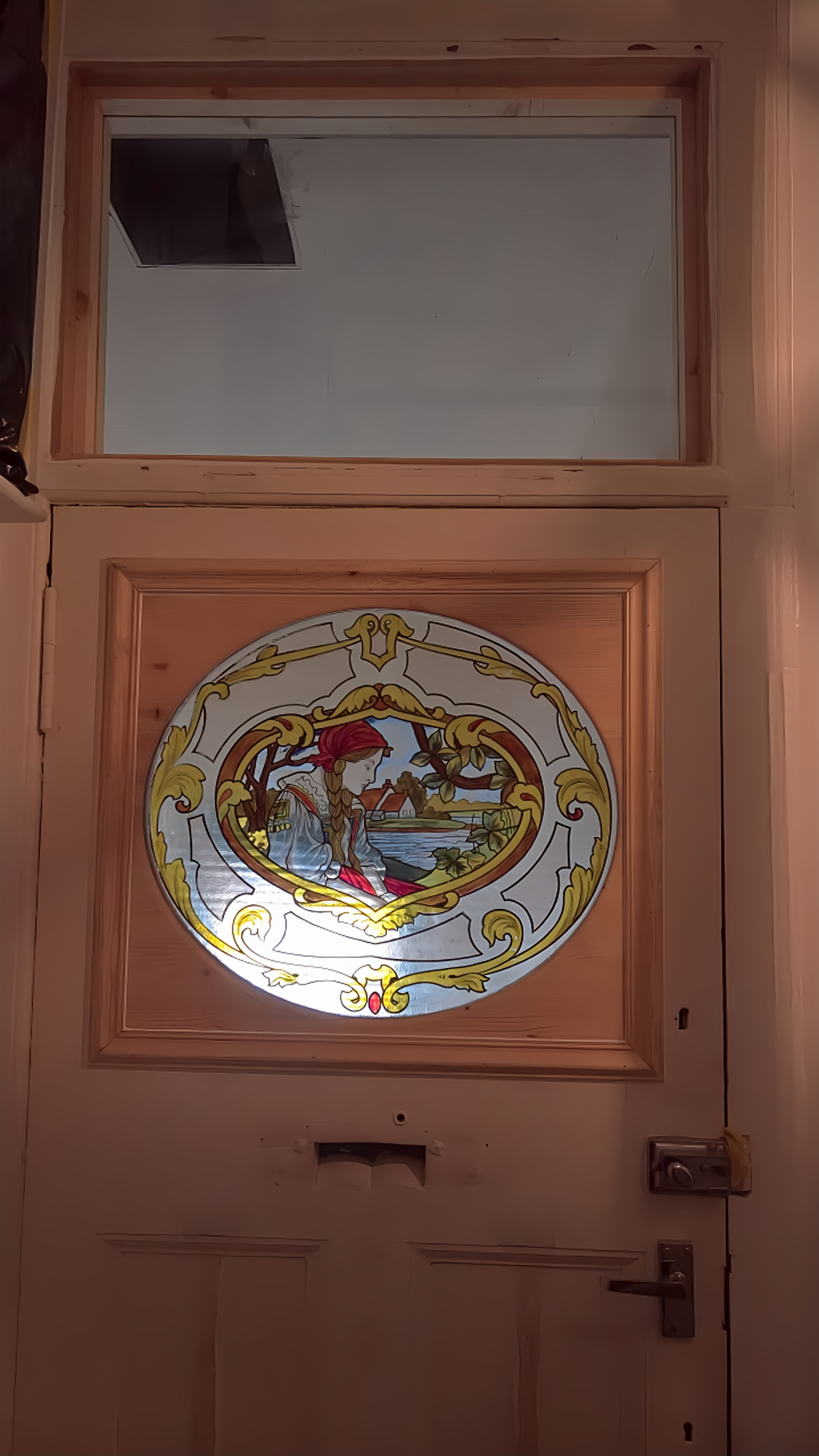 Decorative stained glass front door timber panel replacement Glasgow
